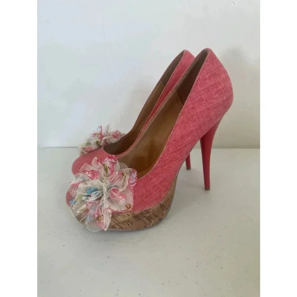 Women's‎ Diva Lounge Pink Floral Platform 6” High Heels Size 8.5 EUC!
